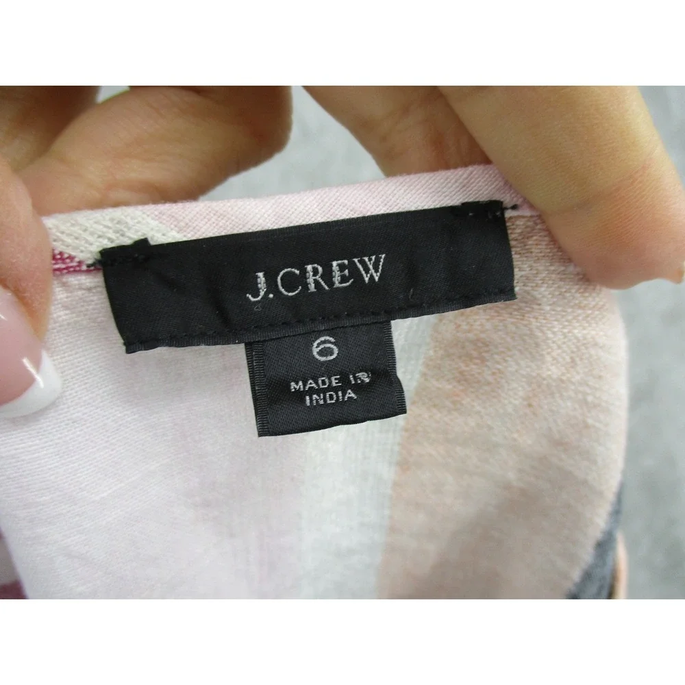 J Crew Shirt Womens 6 Linen Striped‎ Flutter Sleeve Ruffle Button Boho Coastal